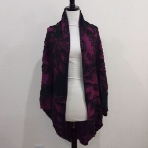 New! Peruvian Connection Purple Ondine Alpaca Wool Shrug, Ruana, Shawl, One Size